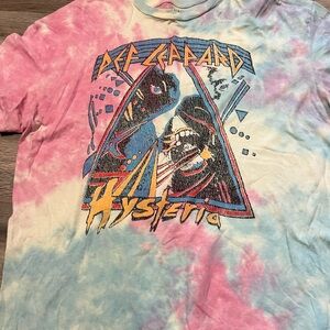 Liquid Blue Pastel Tie-Dye Def Leopard Tee- 2XL